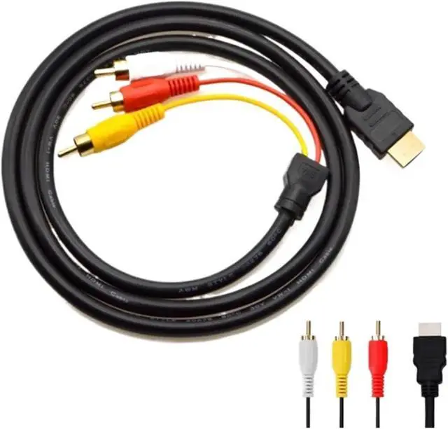 Alt view image 2 of 5 - HDMI-Compatible to 3RCA Cable 1.5M with HDMI 1.4 to AV Cord HD Video Wire