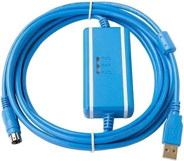 Main image of 1 pc New Applicable USB-FP1 PLC Programming Cable FP1 Series 8-Pin Round Plug Download Cable Isolated Blue 3m