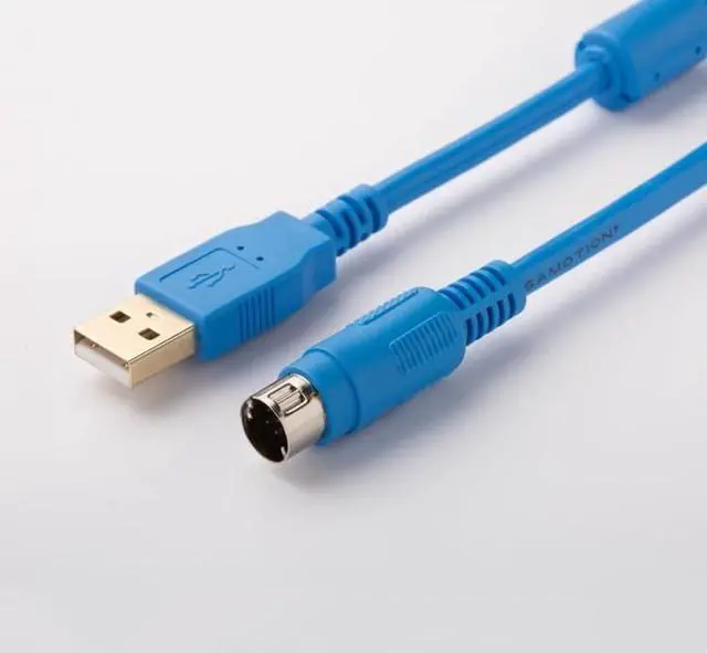 Alt view image 3 of 6 - 1 pc New Applicable USB-FP1 PLC Programming Cable FP1 Series 8-Pin Round Plug Download Cable Isolated Blue 3m