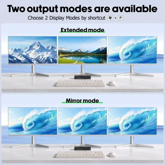 Alt view image 3 of 7 - KVM Switch 3 Monitors 3 Computers 4K@60Hz EDID Simulation, USB 3.0 HDMI Displayport KVM Switch Triple Monitor for 3 PC Share 3 Monitors and Keyboard Mouse Printer, with Wired Remote and 3 USB Cables