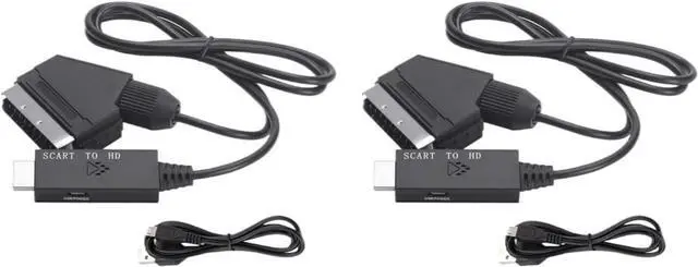 Main image of 1080P SCART to HDMI Video Converter Adapter Cable Male to Male SCART Input to HDMI Output for HDTV Sky Box STB pl-UG Play(2PCS)