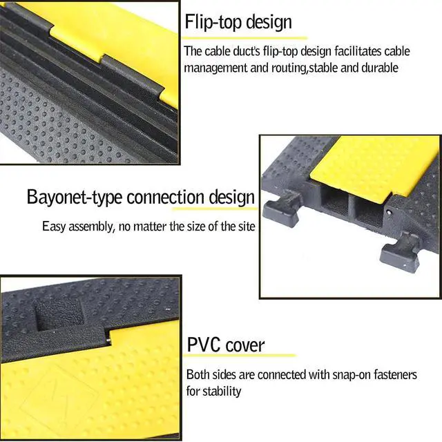 Alt view image 3 of 7 - Rubber Heavy Duty Speed Bumps 3 Channel Cable Protectors Large Modular Cable and Wire Protection Covers