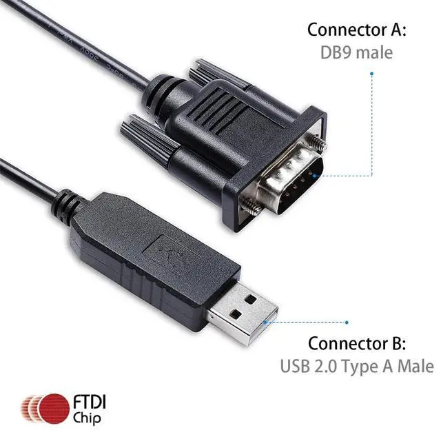 Alt view image 4 of 5 - USB to DB9 RS232 Adapter with FTDI Chip - FT231XS Chip for APC Smart UPS Communication & Management - Replacement for 940-0024C(6ft/1.8M)