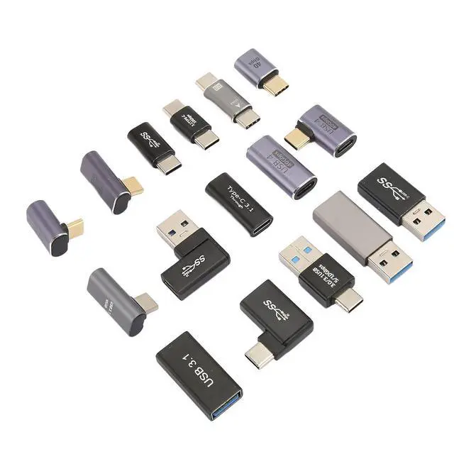 Alt view image 3 of 7 - 16Pcs USB Adapters Kit Aluminium Alloy Multi Angle USB 3.0 3.1 Type C Converters for Phone Computer Peripherals Data Charging