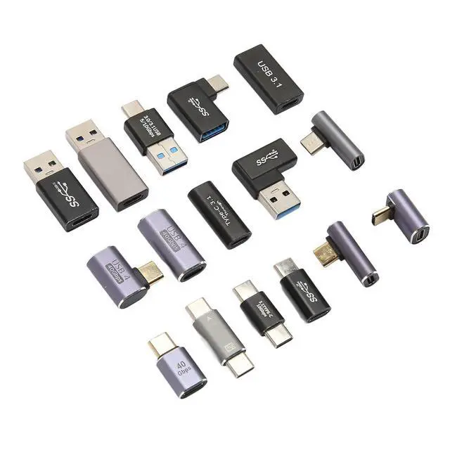 Alt view image 5 of 7 - 16Pcs USB Adapters Kit Aluminium Alloy Multi Angle USB 3.0 3.1 Type C Converters for Phone Computer Peripherals Data Charging