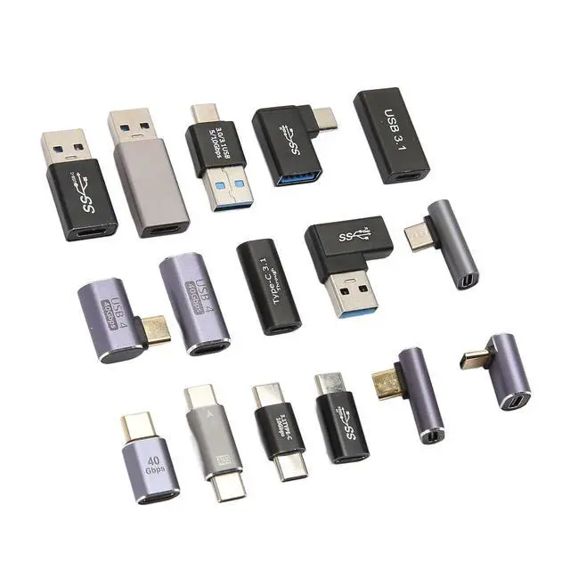 Alt view image 7 of 7 - 16Pcs USB Adapters Kit Aluminium Alloy Multi Angle USB 3.0 3.1 Type C Converters for Phone Computer Peripherals Data Charging