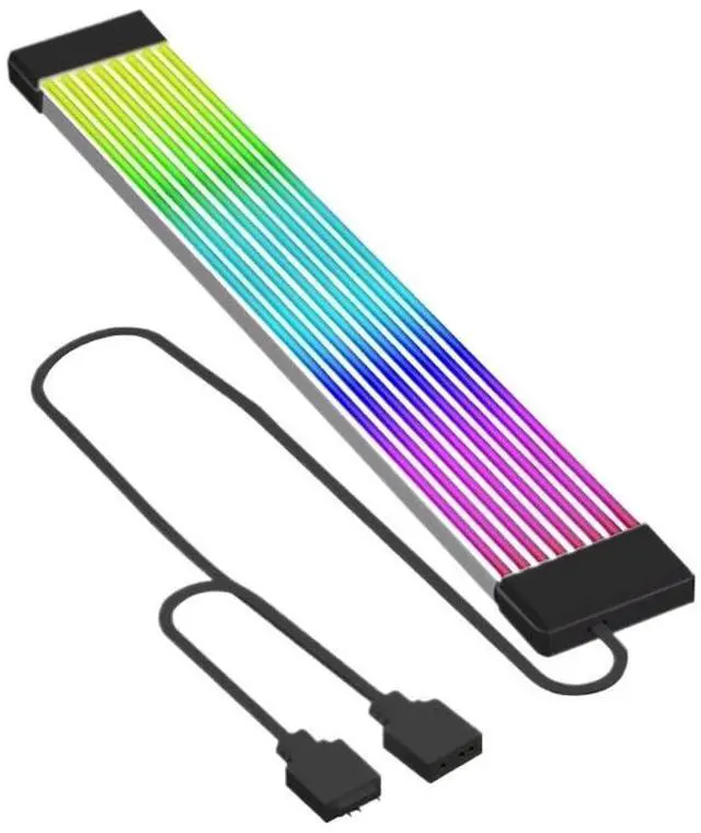 Main image of KUNSR Flexible RGB L*/ED Light Strip Bar ARGB Board Cover for Computer Power Supply ATX 24PIN GPU Video Card Cables and Case(X8 Black)