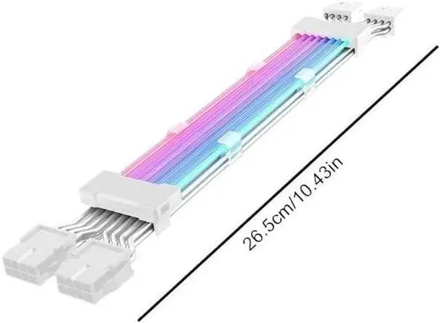 Alt view image 5 of 5 - KUNSR Computer 18AWG ARGB Sync PSU Power Supply Extension Cable Kit ATX 24PIN GPU PCI-E 8PIN RGB Colorful Module Cables(1x24P)