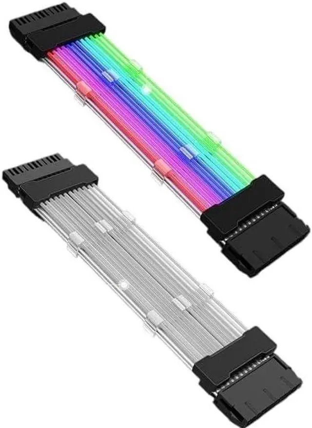 Alt view image 3 of 4 - KUNSR 5V ARGB PSU Power Supply Extension Cable 24 Pin Motherboard Extension Cable Graphics Card 8-Pin RGB Glow Extension Cable(3x8P Black)
