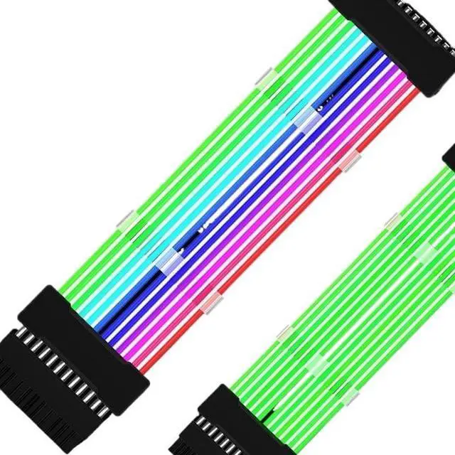 Alt view image 2 of 4 - KUNSR 5V ARGB PSU Power Supply Extension Cable 24 Pin Motherboard Extension Cable Graphics Card 8-Pin RGB Glow Extension Cable(3x8P Black)