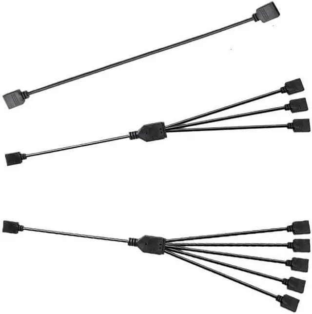 Alt view image 2 of 5 - KUNSR Female to Female 5V 3 Pin Addressable ARGB Splitter Extension Cable for Extend PC Computer Fans(1 to 3)