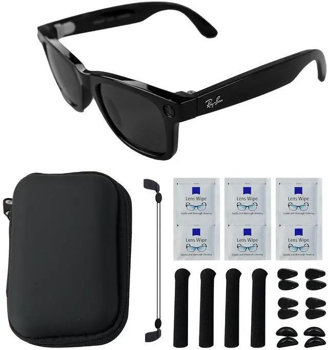 Alt view image 6 of 7 - 2-in-1 Smart Glasses Charging & Care Kit Compatible with Ray-Ban & Oakley Meta Magnetic USB-C Charger Cable with Handshake Protocol + Accessories Set with Storage Case, Nose Pads, Lanyard & Cleaning