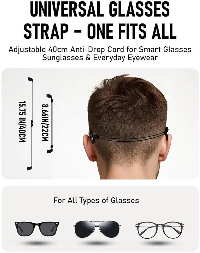 Alt view image 7 of 7 - 2-in-1 Smart Glasses Charging & Care Kit Compatible with Ray-Ban & Oakley Meta Magnetic USB-C Charger Cable with Handshake Protocol + Accessories Set with Storage Case, Nose Pads, Lanyard & Cleaning
