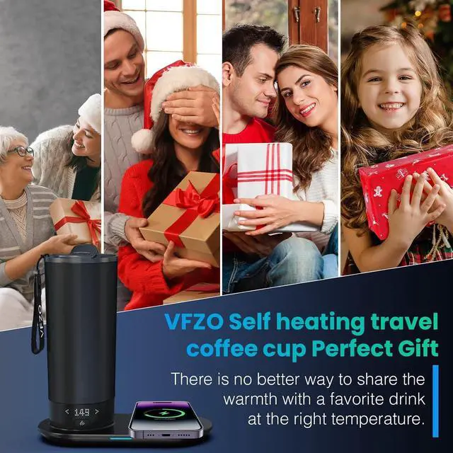 Alt view image 6 of 6 - Temperature Control Heated Travel Mug Smart Self Heating Coffee Mug 20 Oz App Controlled LED Display Coffee Serving Sets Mug Kept at a Constant Temperature for 4-10 Hours (Burgundy, 20 oz)