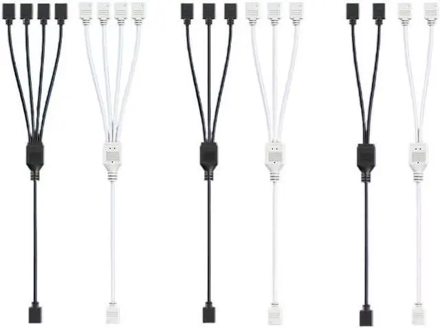 Main image of KUNSR ARGB Multi Splitter 5V 3PIN Connector 1 to 2/3/4 Chassis Fan Splitter Synchronization Tensile(1 to 3,White)