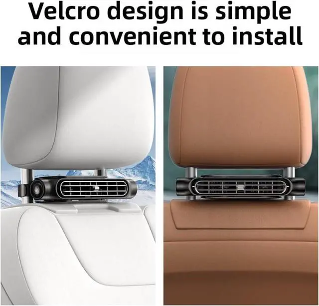 Alt view image 5 of 7 - Bladeless Dual-Turbine Car Fan, Quiet USB 3-Speed (USB Plug-in,White) | Dual-turbine bladeless cooling, USB powered, 3 quiet speeds, baby & pet safe, fits most headrests, SUV truck car