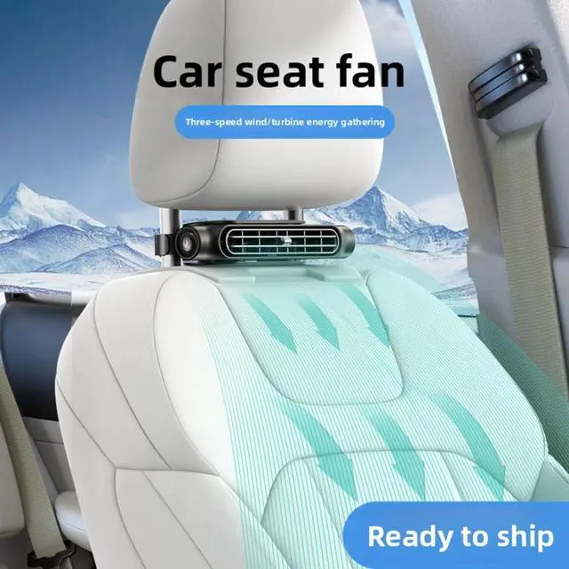 Alt view image 2 of 7 - Bladeless Dual-Turbine Car Fan, Quiet USB 3-Speed (USB Plug-in,White) | Dual-turbine bladeless cooling, USB powered, 3 quiet speeds, baby & pet safe, fits most headrests, SUV truck car