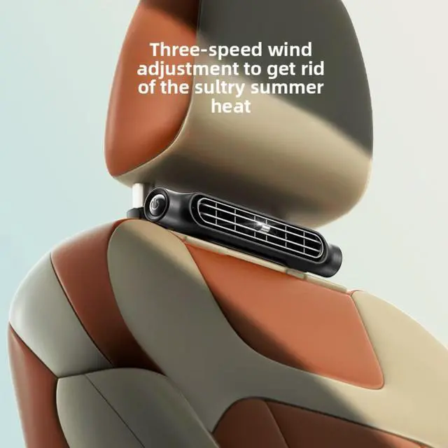 Alt view image 3 of 7 - Bladeless Dual-Turbine Car Fan, Quiet USB 3-Speed (USB Plug-in,White) | Dual-turbine bladeless cooling, USB powered, 3 quiet speeds, baby & pet safe, fits most headrests, SUV truck car