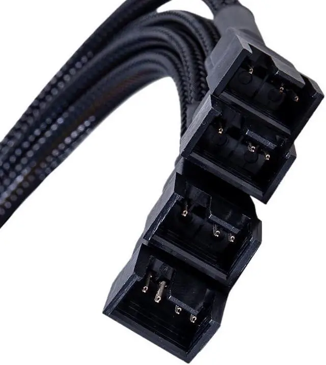 Alt view image 4 of 5 - KUNSR PC Computer Case Cooling Fan PWM 4PIN Splitter Cable Braided Sleeve Extension Wire(1 to 4 Cable)