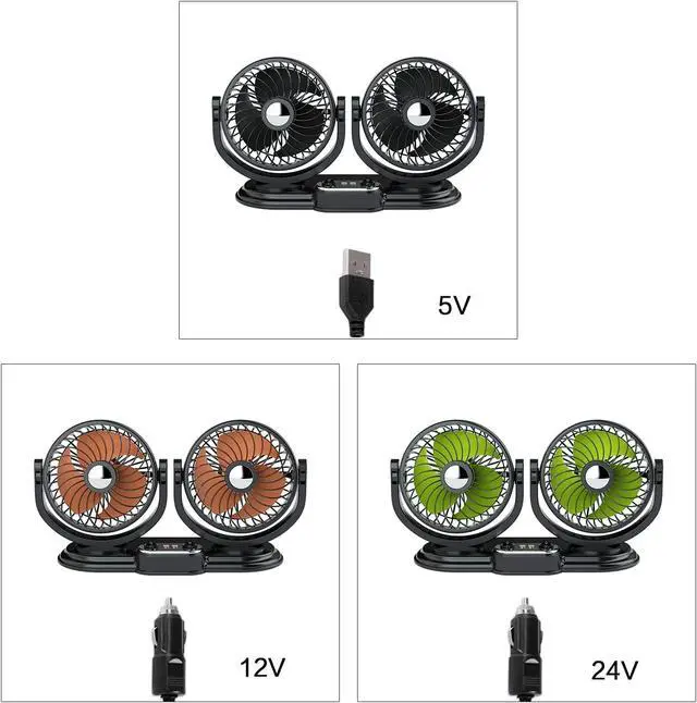 Alt view image 4 of 7 - for Head Car Fan USB 12V Electric Car Cooling Fan with 360 Degree Adjustable Low Automobile with 2 USB Po Portable Oscillating Flexible Portable for Desk Quiet