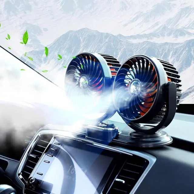 Alt view image 3 of 7 - for Head Car Fan USB 12V Electric Car Cooling Fan with 360 Degree Adjustable Low Automobile with 2 USB Po Portable Oscillating Flexible Portable for Desk Quiet