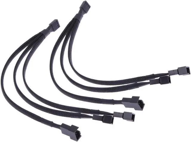 Alt view image 2 of 6 - KUNSR 4 Pin Extension Cable Motherboard Office 1 to 3 Ways Splitter Sleeved Connector CPU PWM Fan Practical Accessories Tinned Copper(5 PCS)