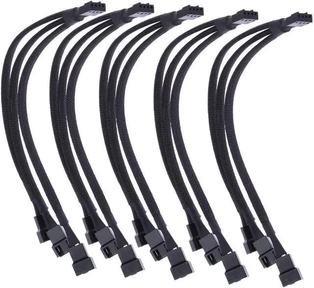 Alt view image 3 of 6 - KUNSR 4 Pin Extension Cable Motherboard Office 1 to 3 Ways Splitter Sleeved Connector CPU PWM Fan Practical Accessories Tinned Copper(5 PCS)
