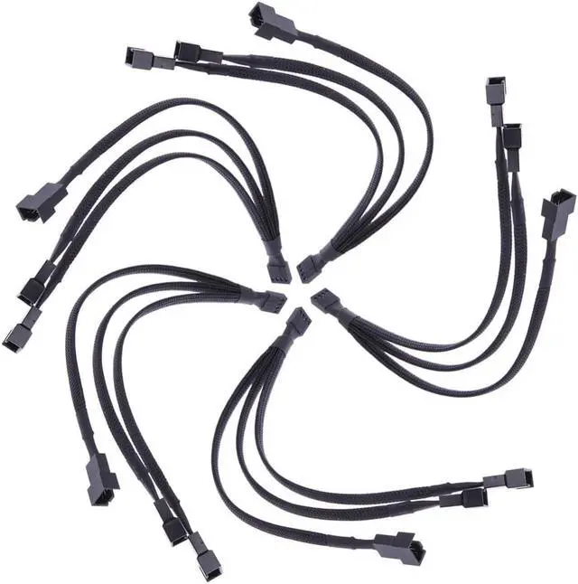 Alt view image 4 of 6 - KUNSR 4 Pin Extension Cable Motherboard Office 1 to 3 Ways Splitter Sleeved Connector CPU PWM Fan Practical Accessories Tinned Copper(5 PCS)