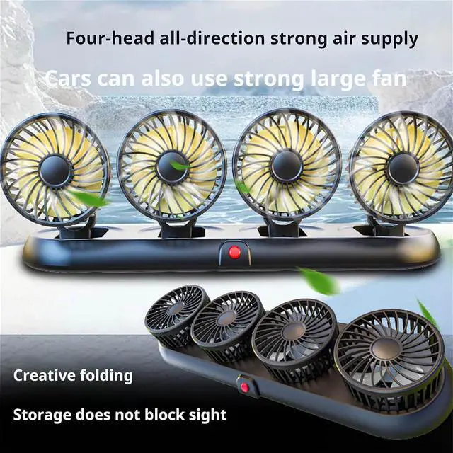 Alt view image 2 of 7 - Rulbelok Multifunctional USB 4 Head Fan Trunk Cooling Fan Texture for Vehicles with Expandable Base and Quiet Motor Cooling Car