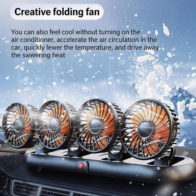 Alt view image 3 of 7 - Rulbelok Multifunctional USB 4 Head Fan Trunk Cooling Fan Texture for Vehicles with Expandable Base and Quiet Motor Cooling Car