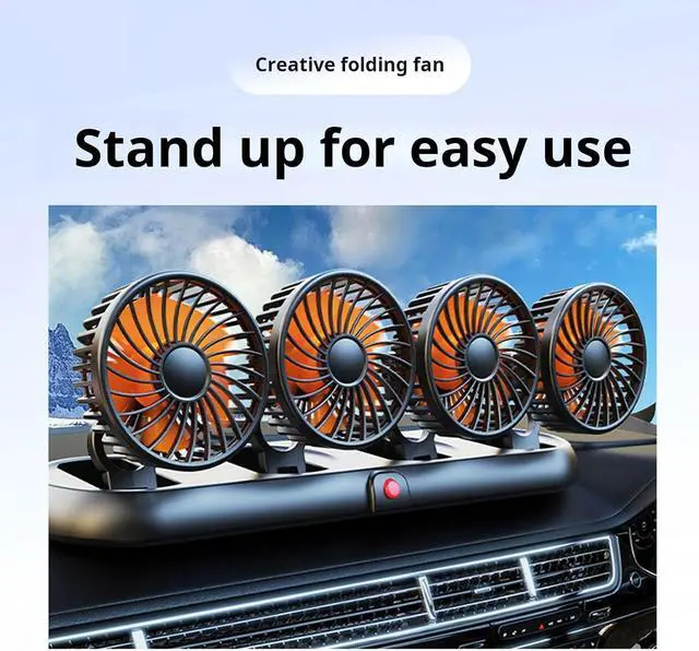 Alt view image 6 of 7 - Rulbelok Multifunctional USB 4 Head Fan Trunk Cooling Fan Texture for Vehicles with Expandable Base and Quiet Motor Cooling Car