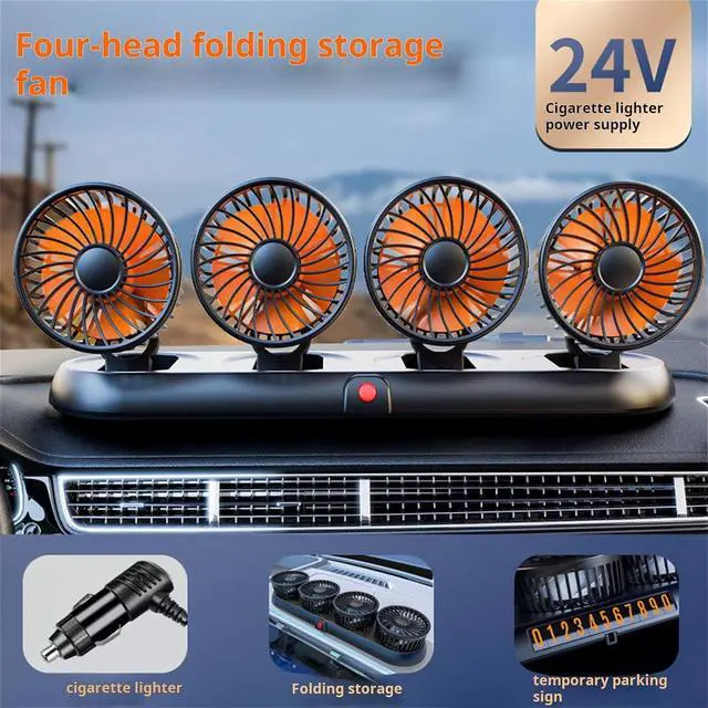 Alt view image 7 of 7 - Rulbelok Multifunctional USB 4 Head Fan Trunk Cooling Fan Texture for Vehicles with Expandable Base and Quiet Motor Cooling Car