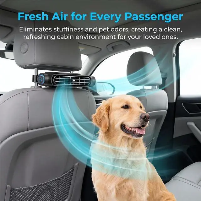 Alt view image 3 of 7 - Car Seat Cooling Fan, 2026 Upgrade Rechargeable Car Seat Fan with Seatback Cooling Airflow, 3-speed Quiet USB Car Fans for Backseat for Kids, Pets, Camping & Travel (2PCS-Black)