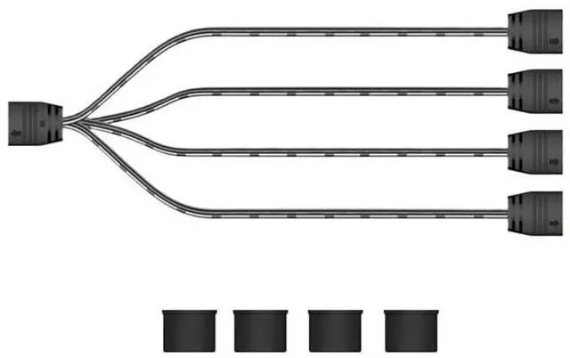Alt view image 5 of 6 - KUNSR ARGB Splitter 5V 3 Pin 1 to 4 All 33.5cm Mainboard ARGB Extension Cable(Style A 8pcs)