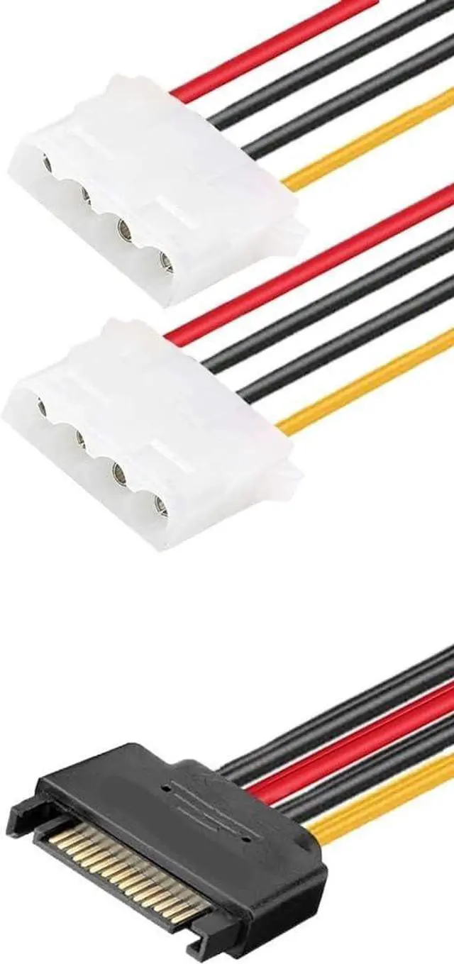 Alt view image 2 of 6 - KUNSR SATA to LP4 15 Pin SATA Male to 2 x 4 Pin IDE Female Y Splitter Power Cable Adapter