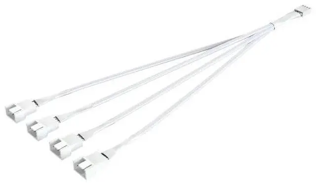 Main image of KUNSR Motherboard 4-pin Adapter Cable Divide Into Four Extension Cord PWM 4pin Adapter Cable Extension Line Multi-Fan Thermostat(1 to 4 WH)