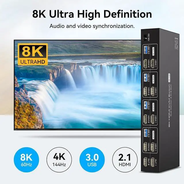 Alt view image 5 of 7 - KVM Switch 4 Computers 2 Monitors HDMI 4K120Hz EDID Emulation 4 Port KVM Switch for 4 PCs to Share Dual Monitors and 4 USB 3.0 Peripherals Support for Copy/Extend Modes with Controller