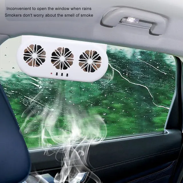Alt view image 2 of 7 - Car Air Vent Cooling Fan, USB Plug for Quick Cooling and Smoke Purification in SUV, 3 Outlet ABS Design, Size