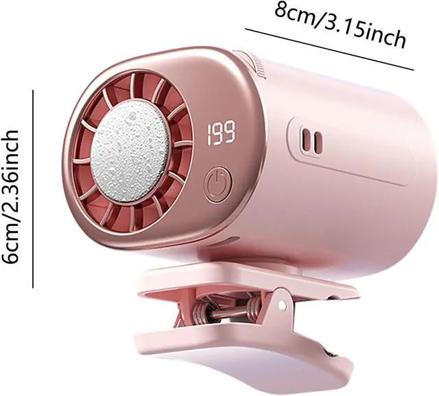 Alt view image 2 of 7 - Portable Clip On Fan with LED Display, 360° Adjustable Airflow USB Powered Quiet Cooling Fan, Compact Air Conditioner Fan for Car Vent, Desk, Travel (Pink)