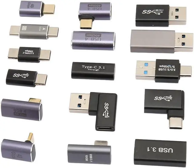 Alt view image 2 of 7 - 16Pcs USB 3.0 3.1 Type C Aluminium Alloy Adapters Kit, Different Angles USB Converter Set for Phone Computer Peripherals, Easy Plug and Play, Wide Application, Stable Connection