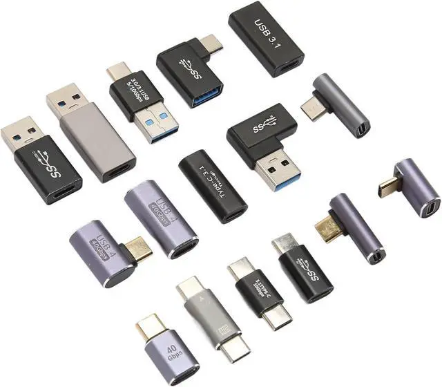 Alt view image 6 of 7 - 16Pcs USB 3.0 3.1 Type C Aluminium Alloy Adapters Kit, Different Angles USB Converter Set for Phone Computer Peripherals, Easy Plug and Play, Wide Application, Stable Connection