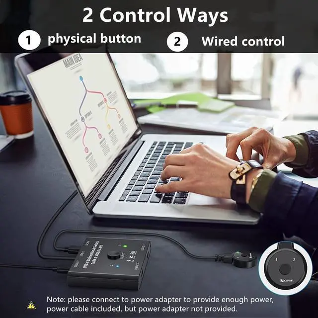 Alt view image 5 of 7 - 8K USB C Switch 2 Computers, Bi-Directional USB C Switch 1 in 2 Out/ 2 in 1 Out, USB Switcher 2 Computers Share USB Devices for Printer, Keyboard, Mouse, No Compatible with Docking Station