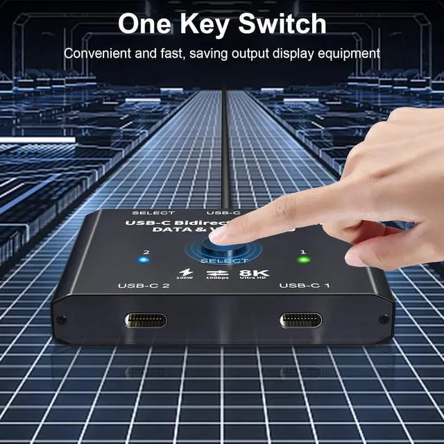 Alt view image 4 of 7 - 8K USB C Switch 2 Computers, Bi-Directional USB C Switch 1 in 2 Out/ 2 in 1 Out, USB Switcher 2 Computers Share USB Devices for Printer, Keyboard, Mouse, No Compatible with Docking Station