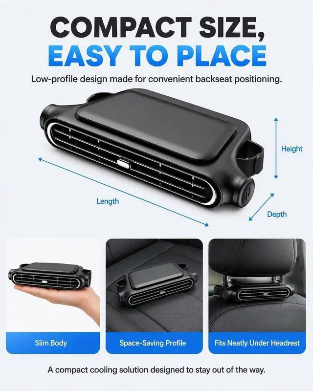 Alt view image 7 of 7 - Car Seat Fan USB Connectivity Dual Turbines Powerful Airflow Portable Breeze Headrest Cooling for Rear Facing Driver Backseat Eliminates Swamp Back Cars Accessories Upgraded Chiller(2PCS-USB-A)
