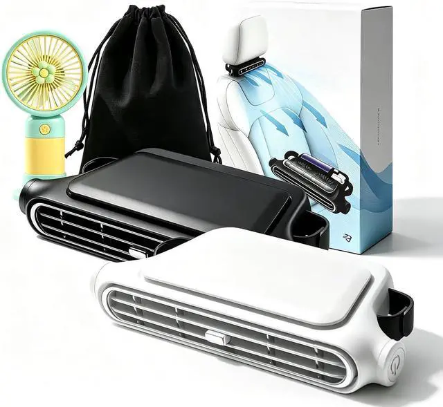 Main image of Car Seat Cooling Fan, Mini Portable USB Back Cooling Fan Kids Baby Quiet Headrest Neck Fan Accessories with 3 Adjustable Wind Speeds for Vehicle Jeep Van RV Truck (Mix, Battery Model)