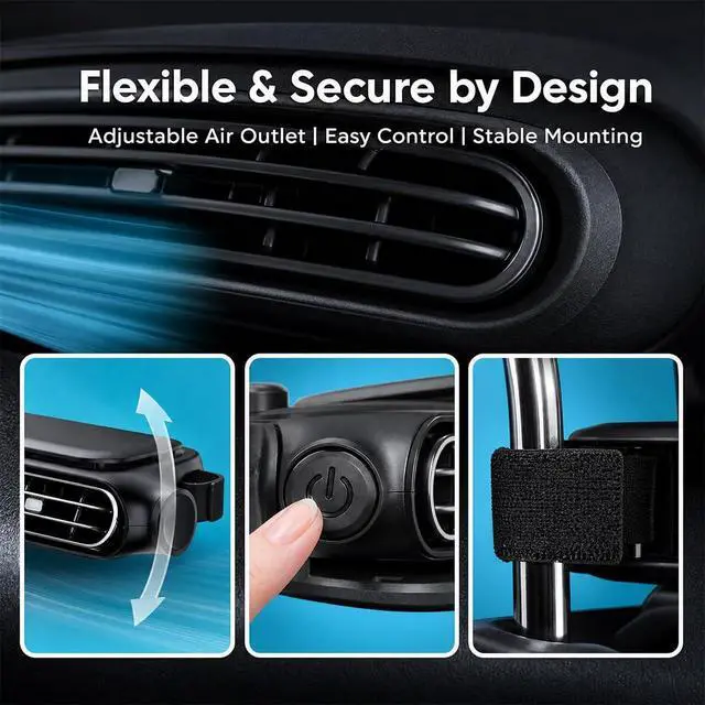Alt view image 4 of 7 - Car Seat Cooling Fan, Mini Portable USB Back Cooling Fan Kids Baby Quiet Headrest Neck Fan Accessories with 3 Adjustable Wind Speeds for Vehicle Jeep Van RV Truck (Mix, Battery Model)