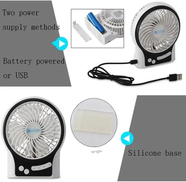 Alt view image 6 of 7 - Portable Desk Fan,USB Mini Fan,Small but Powerful, Portable Quiet 3 Speeds Wind Desktop Fan,Home Bedroom Car School Cooling Fan High Wind (Color : Black)