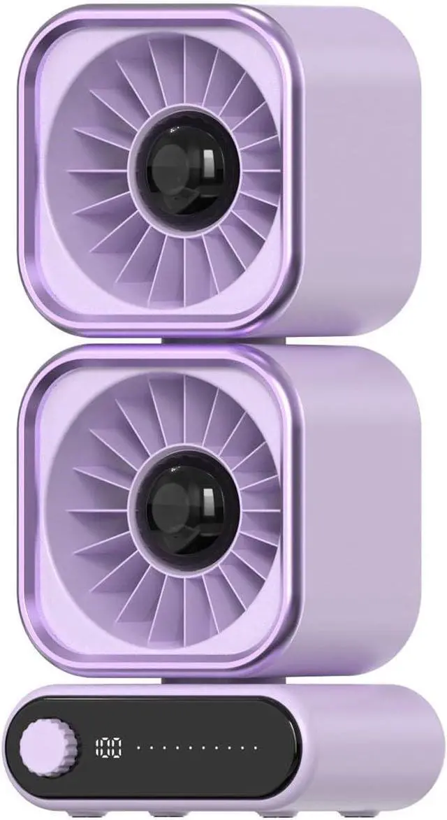 Alt view image 3 of 7 - Head USB Desk Fan 4000mAh Battery 100 Adjustable Speeds Quiet Cooling for Home USB C Charging Fan