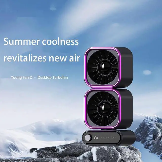 Alt view image 6 of 7 - Head USB Desk Fan 4000mAh Battery 100 Adjustable Speeds Quiet Cooling for Home USB C Charging Fan