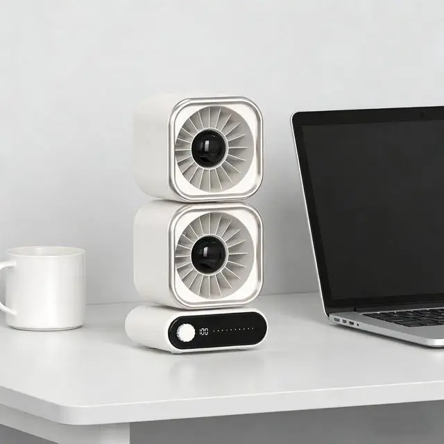 Alt view image 7 of 7 - Head USB Desk Fan 4000mAh Battery 100 Adjustable Speeds Quiet Cooling for Home USB C Charging Fan